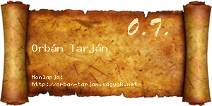 Orbán Tarján névjegykártya